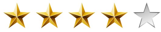 Golden stars rating template isolated on white background.